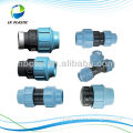 Plastic compression fitting for irrigation system